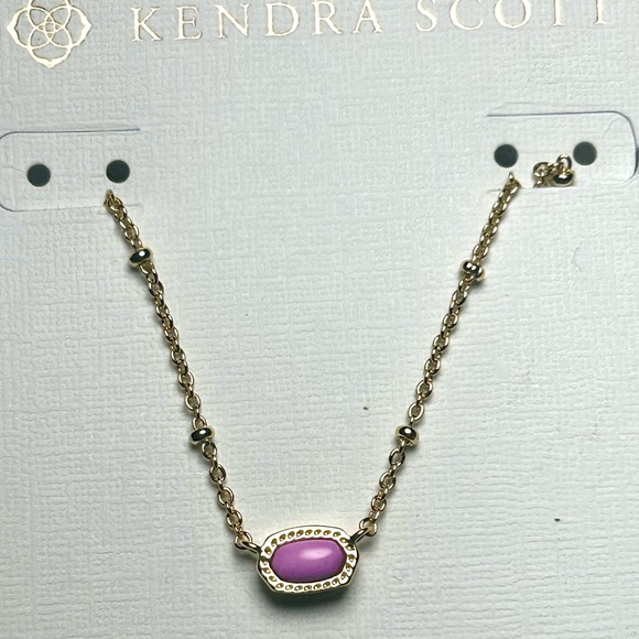 Kendra Scott Jewelry - NWT Kendra Scott Mini Elisa Satellite Necklace Gold – Tone Opaque Lilac Stone